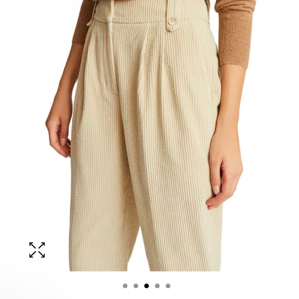 Reiss Aster Corduroy Cropped Pants in Cream - Picture 2 of 5